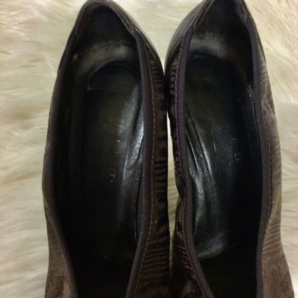Donald‎ J. Pliner Chocolate Brown Satin Open Toe Pumps Heels 7.5M - Picture 8 of 10